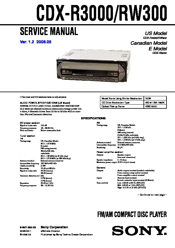 Sony cdx gt550ui manual